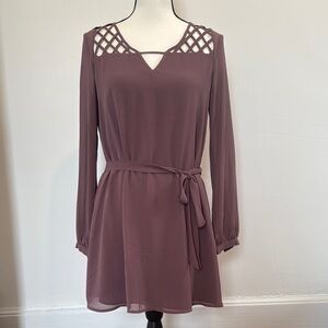 Naked Zebra Elegant Mauve Long Sleeve Dress